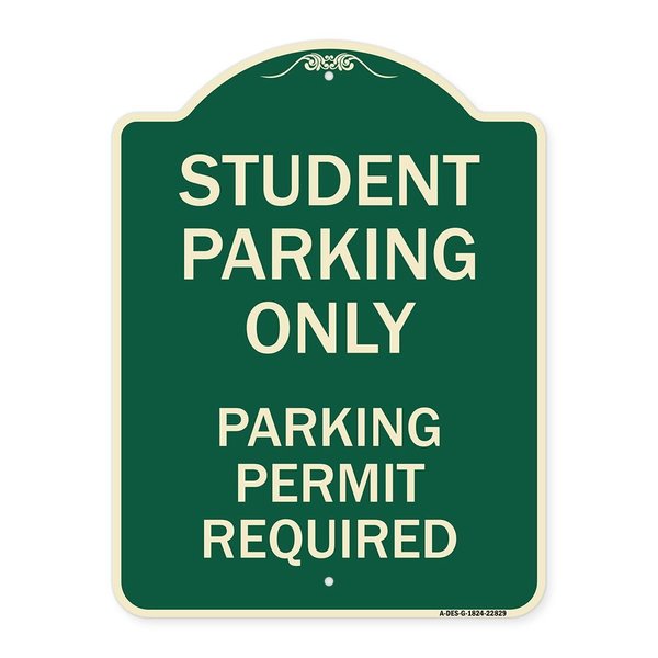 Signmission Student Parking Parking Permit Required Heavy-Gauge Aluminum Sign, 24" x 18", G-1824-22829 A-DES-G-1824-22829